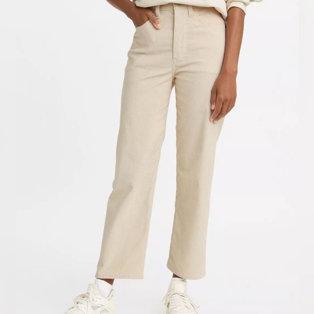 NWT Women's Levi's Premium Ribcage Straight Ankle Corduroy Super High Rise Jeans